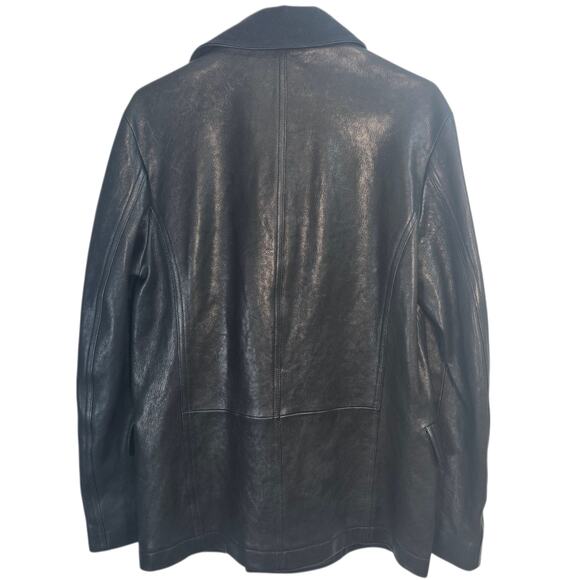 Tom Ford Lambskin Double Breasted Leather Peacoat Jacket Black Italian 48 - Picture 3 of 13